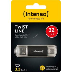 Intenso USB 3.2 Twist Line 32GB USB-A/USB-C antracit 70MB/s csomag kép
