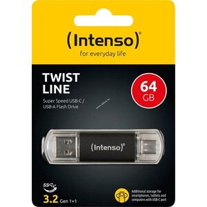 Intenso Twist Line USB 3.2 Gen1 64GB USB-A/USB-C 70MB/s antracit csomag kép