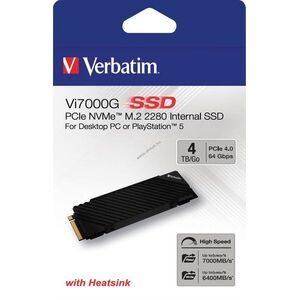 Verbatim SSD Vi7000G 4TB PCIe 4.0 M.2 2280 NVMe 7000MB/s olvasás 6400MB/s írás Retail kép