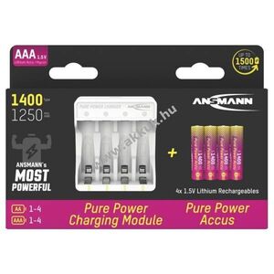 Ansmann Pure Power töltő készlet 4db/csomag AAA (Micro) akku 1, 5V 1400mAh USB-C Li-Ion kép