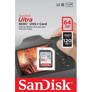 Sandisk Ultra SDXC-kártya 64GB Class10 UHS-I 140MB/s 1db/csomag kép