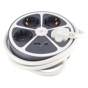 Heitech asztali elosztó 4x védőérintkezős aljzat 1x USB-A 1x USB-C kerek 1, 4m kép