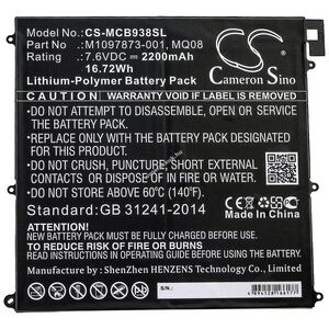 Helyettesítő táblagép akku Microsoft Surface Book 1938 M1097873-001 2200mAh 16.72Wh 7.6V kép
