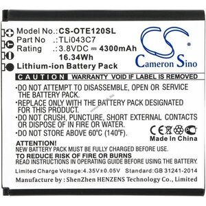 Helyettesítő hotspot akku Alcatel EE120 TLi043C7 4300mAh 16.34Wh 3.8V kép