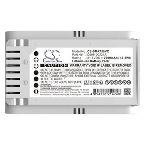 Helyettesítő porszívó akku Samsung DJ96-00227A/DJ96-00221A 2000mAh 43.2Wh 21.6V kép