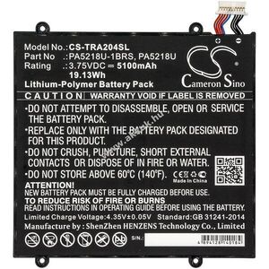 Helyettesítő táblagép akku Toshiba Excite A204 PA5218U-1BRS 5100mAh 19.13Wh 3.75V kép