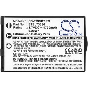 Helyettesítő távirányító akku URC TRC-1080 / BTBL73386 1700mAh 6.29Wh 3.7V kép