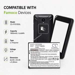 Helyettesítő vonalkódolvasó akku FAMOCO FX105 200409058SZN-001 3.7V 1800mAh DESAM-02192 Li-Ion kép