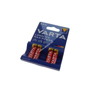 Varta Longlife Max Power AAA (mikro) elem 1, 5V 4db/csomag alkáli kép