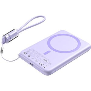 ChoeTech CCC Certified 5000mAh Ultra Thin Magnetic Power Bank - lila kép
