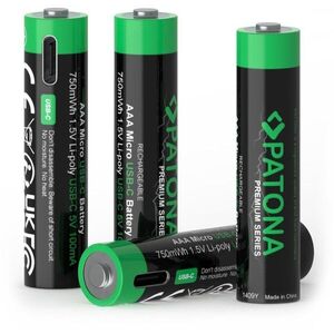 PATONA AAA/LR03 Li-Pol 500mAh 1, 5V USB-C töltéssel, 4 db kép