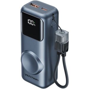 Vention Mini 10000mAh Power Bank (USB-C + USB-A) with Built-in USB-C Cable and Apple Watch Charging kép