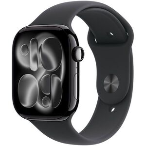 Apple Watch Series 11 46mm Kozmoszfekete alumínium tok Fekete sportszíjjal - S/M kép