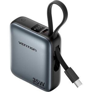 Vention 10000mAh Mini Power Bank (USB-C + USB-C) with Built-in USB-C Cable 35W Gray kép
