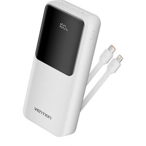 Vention 20000 mAh, Integrated USB-C, Lightning Cables, 22.5W, LED Display Type, fehér kép