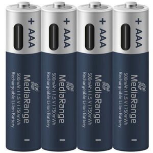 MediaRange USB-C Li-Ion Micro AAA, 1, 5 V, 500 mAh, 4 db kép