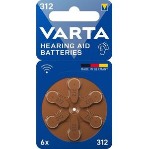 VARTA Hearing Aid Battery Hallókészülék-elem 312 6 db kép
