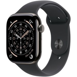 Apple Watch Series 11 Cellular 46mm Palaszürke Titán tok Fekete sportszíjja - M/L kép
