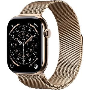 Apple Watch Series 11 Cellular 46mm Arany titán tok Arany milánói szíjjal - S/M kép