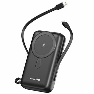 Swissten Power Bank 20 000 mAh, PD 20 W, beépített USB-C és Lightning kábelek, MagSafe kompatibilis kép