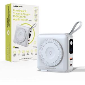 Mobile Origin Powerbank & Travel Charger Lightning/USB-C Cable MagSafe/AW/iPhone Compatible, White kép