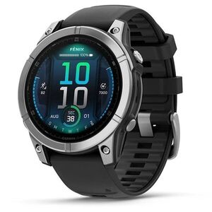 Garmin Fenix E 47mm acél, fekete szilikon szíj kép