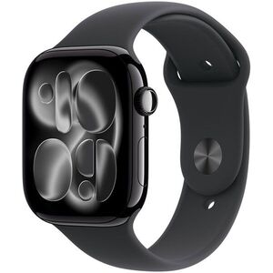 Apple Watch Series 11 42mm Kozmoszfekete alumínium tok Fekete sportszíjjal - S/M kép
