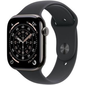 Apple Watch Series 11 Cellular 46mm Palaszürke titán tok Fekete sportszíjjal - M/L kép