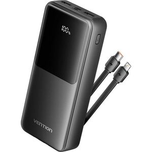Vention 20000 mAh, Integrated USB-C, Lightning Cables, 22.5W, LED Display Type, fekete kép