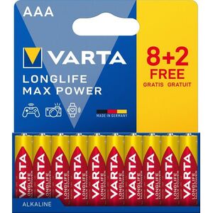 VARTA Longlife Max Power 8+2 AAA (Plastic free Wide Blister) kép