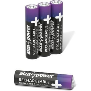 AlzaPower Rechargeable HR03 (AAA) 1000 mAh 4 darab környezetbarát dobozban kép