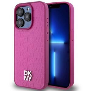 DKNY Repeat Pattern Stack Logo iPhone 15 Pro Max rózsaszín PU bőr Magsafe tok kép