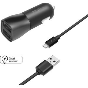 FIXED 2xUSB kimenettel és USB/mikro USB kábellel 1 méter 15W Smart Rapid Charge fekete kép