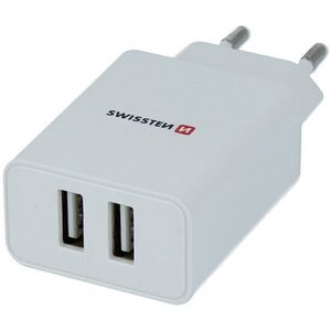 Swissten SMART IC 2.1A töltőfej + 1, 2m micro USB kábel - fehér kép