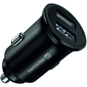 Swissten CL adapter 2x USB 4.8 A Metal, fekete kép
