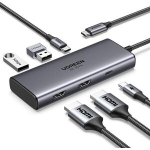UGREEN 6-in-1 USB-C to 2× HDMI / 2× USB 3.0 / PD 100W kép
