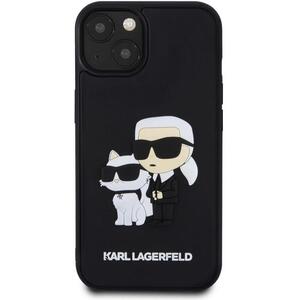 Karl Lagerfeld 3D Rubber Karl and Choupette iPhone 13 fekete hátlap tok kép