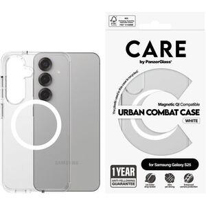 PanzerGlass CARE Samsung Galaxy S25 Urban Combat átlátszó / fehér Qi tok kép