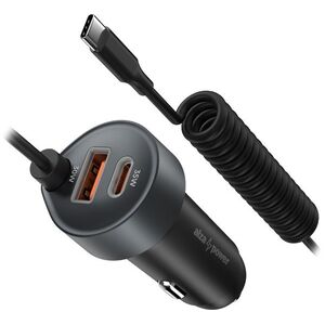 AlzaPower autós töltő X565 USB-A + USB-C + kábel Power Delivery 65W ezüst kép