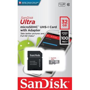 SANDISK microSDHC 32GB Ultra Lite + SD adapter kép