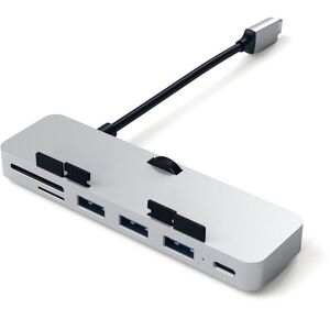 Satechi C-típusú alumínium CLAMP PRO Hub (3x USB 3.0, MicroSD) - ezüst kép