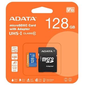 ADATA Premier MicroSDXC 128GB UHS-I Class 10 + SD adapter kép