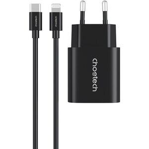 ChoeTech PD20W Type-C Wall Charger + MFi USB-C to Lightning Cable, black kép