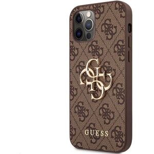 Guess PU 4G Metal Logo Apple iPhone 12/12 Pro Brown tok kép