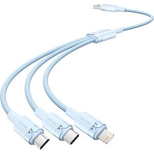 Vention USB 2.0 A Male to 3-in-1 USB-C & Lightning & Micro-B Male 3A Cable 1.5M Blue Aluminum Alloy kép