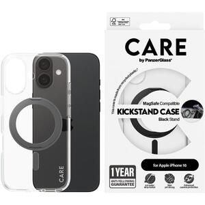 PanzerGlass CARE Apple iPhone 16 MagSafe KickStand átlátszó/fekete nem sárguló tok kép