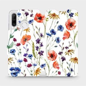 Mobiwear Huawei P30 Lite flip tok - MP04S, mezei virágok kép
