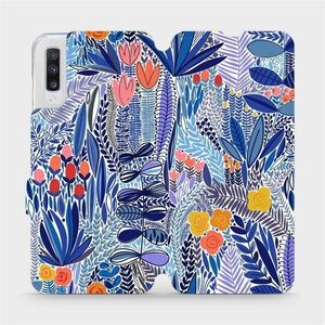 Mobiwear Samsung Galaxy A70 flip tok - MP03P, kék virágos kép