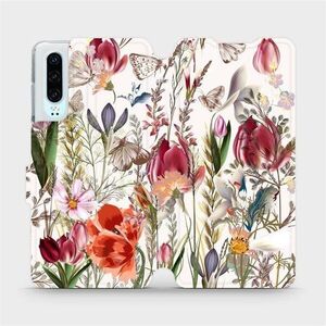 Mobiwear MP01S Huawei P30 flipes tok - virágos rét kép