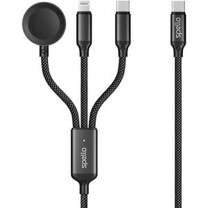 Spello 3in1 kabel USB-C na USB-C, Lightning , Apple Watch - 1, 2m, fekete kép